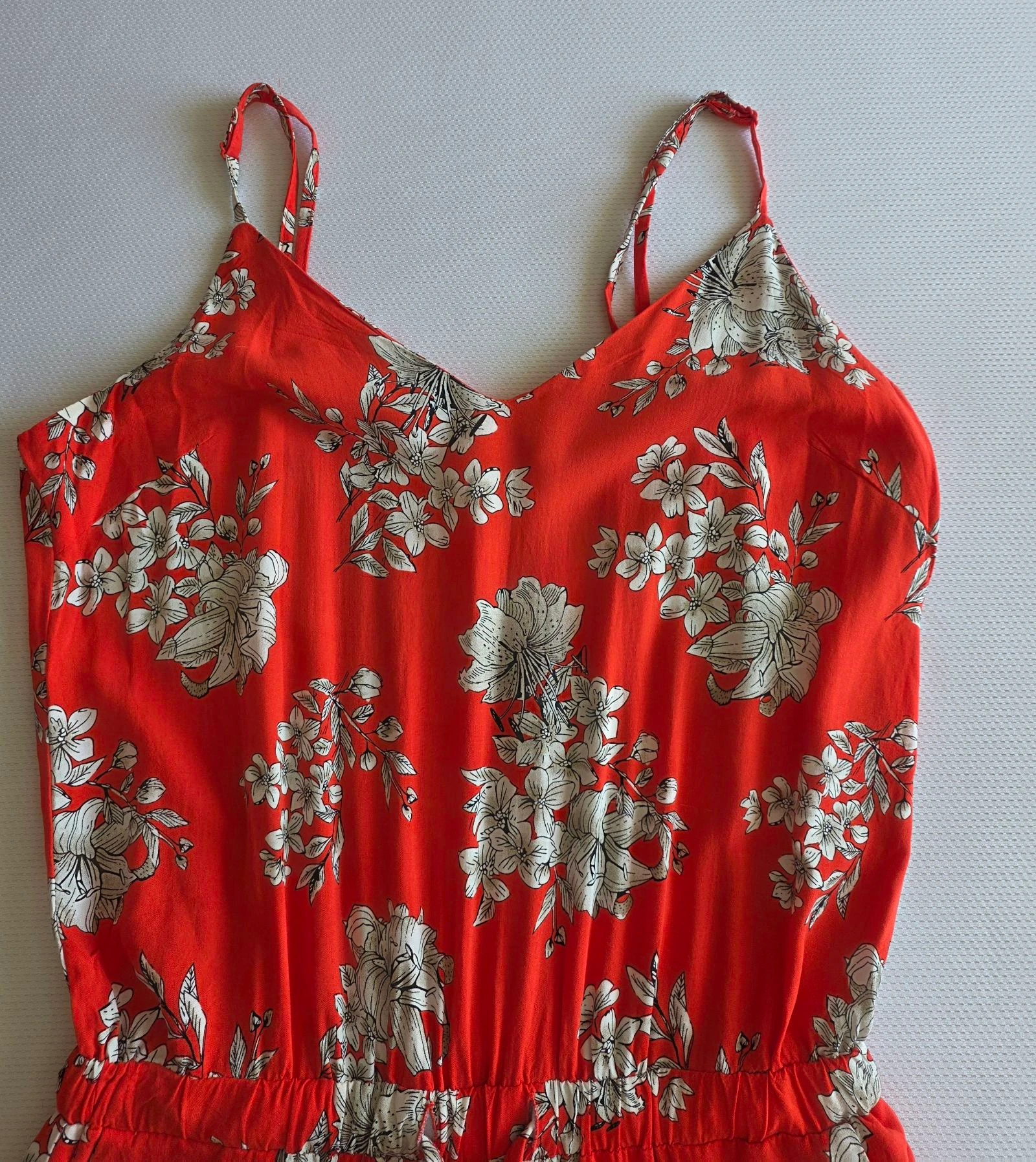 Combi-broek rood koraal met bloemenprint M 38 lichte combinatie bretels – photo 4